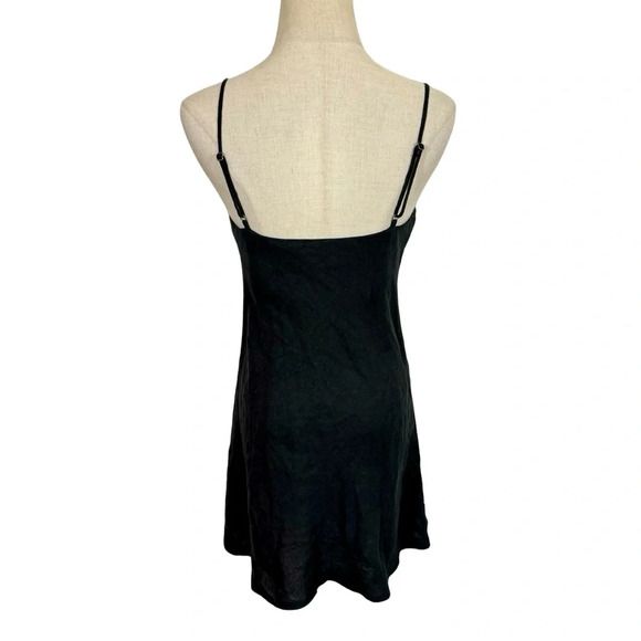 MATE the Label Linen Mini Slip Dress in Black 100% Linen - Picture 5 of 11
